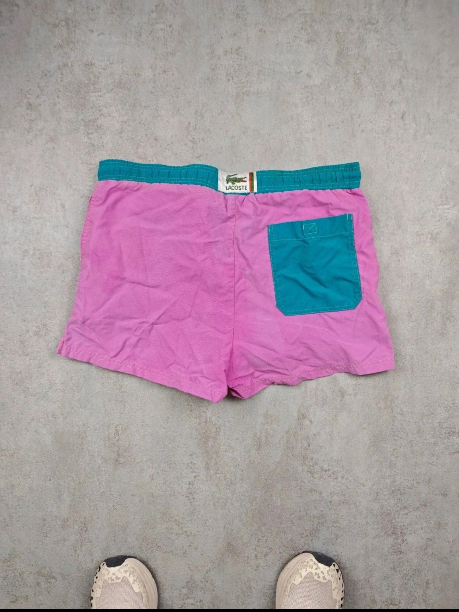Lacoste Vintage Swim Shorts Colorblock Pink Teal Old Money Preppy Y2K 90s Retro Beachwear  XL – photo 2
